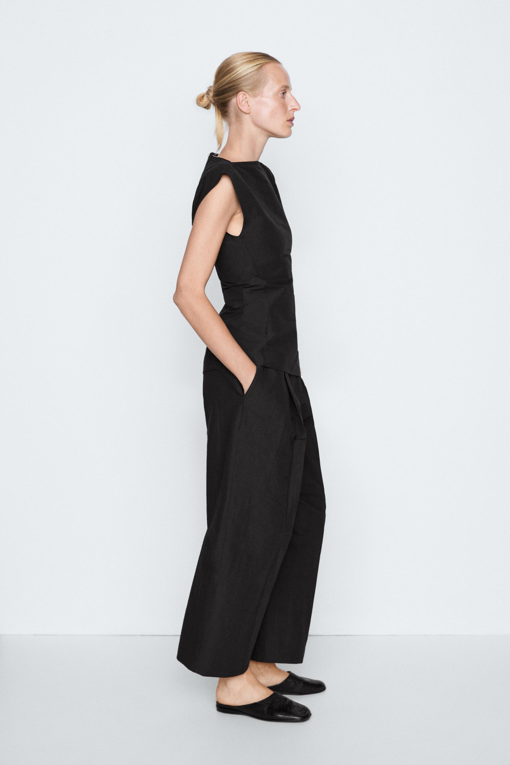Massimo Dutti Облегающая блузка на молнии - STUDIO, черный