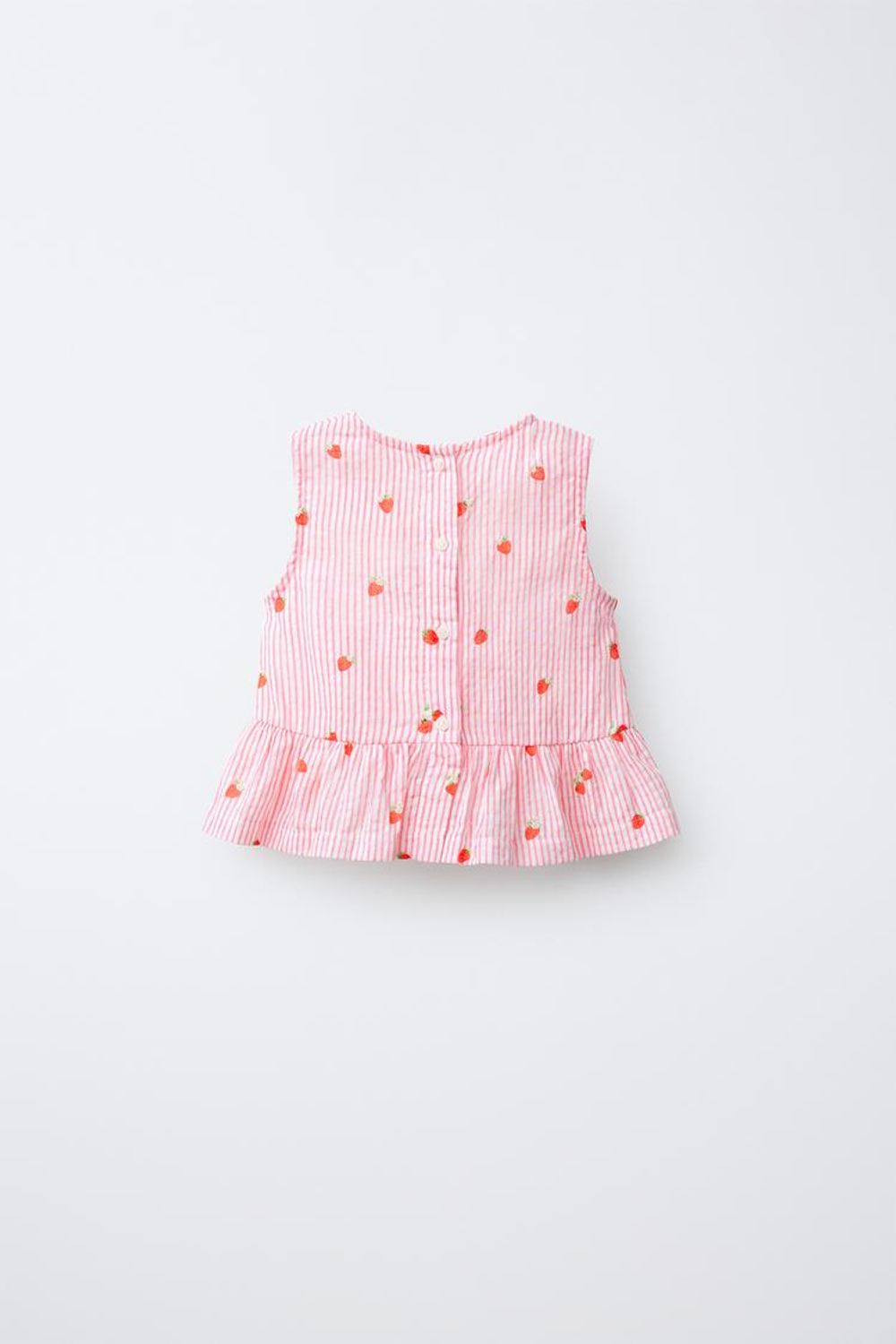 ZARA БЛУЗА В ПОЛОСКУ С КЛУБНИКОЙ, РОЗОВЫЙ