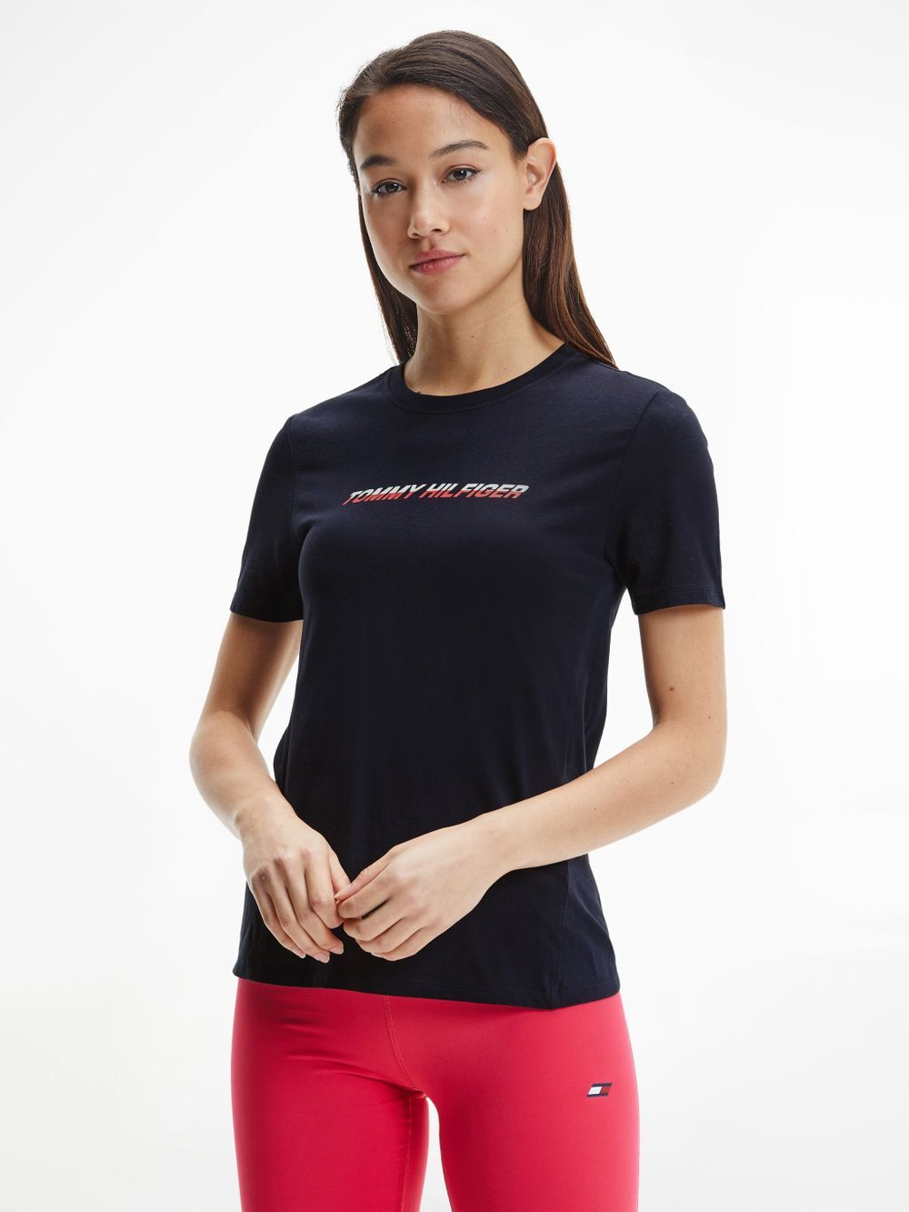 Женская теннисная футболка Tommy Hilfiger Regular Graphic C-NK Tee SS - Бирюзовый