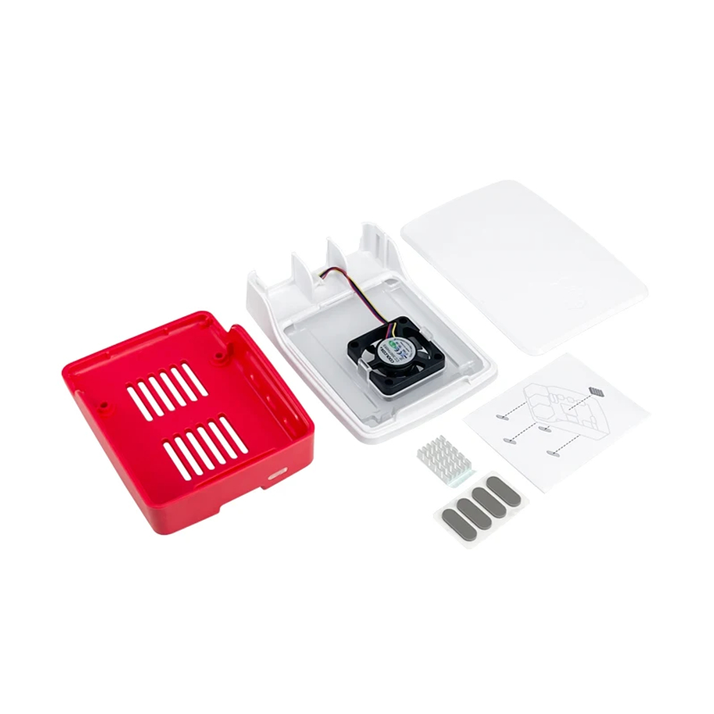 Красный корпус для Raspberry Pi 5 с вентилятором