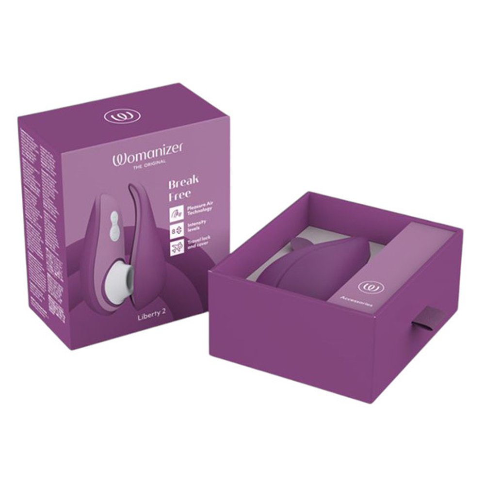 Фиолетовый бесконтактный клиторальный стимулятор 10см Womanizer Liberty 2 Purple WZ112SG5