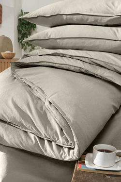 Постельное белье 2 спальное евро Arya home Natural Stone Washed капучино