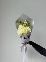 Кулек сборный из хризантемы, хелеборуса, маттиолы и диантуса