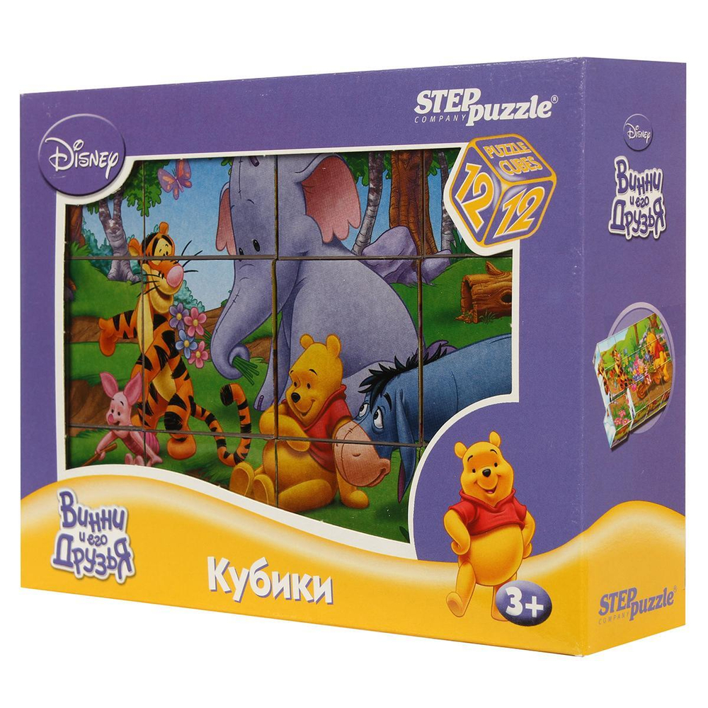Кубики 12шт. Disney "Винни-Пух" (Степ пазл)