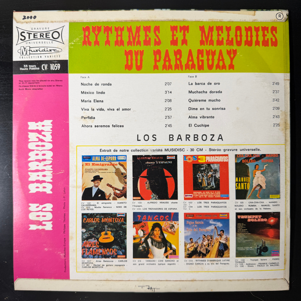 Los Barboza ‎– Rythmes Et Melodies Du Paraguay (Франция)