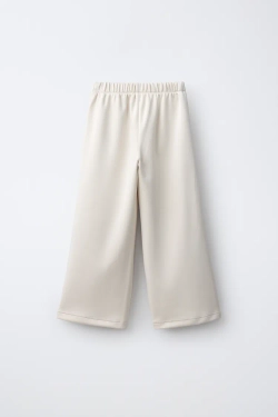 ZARA СПОРТИВНЫЕ БРЮКИ WIDE LEG С КОНТРАСТНОЙ ОТДЕЛКОЙ, ЭКРЮ
