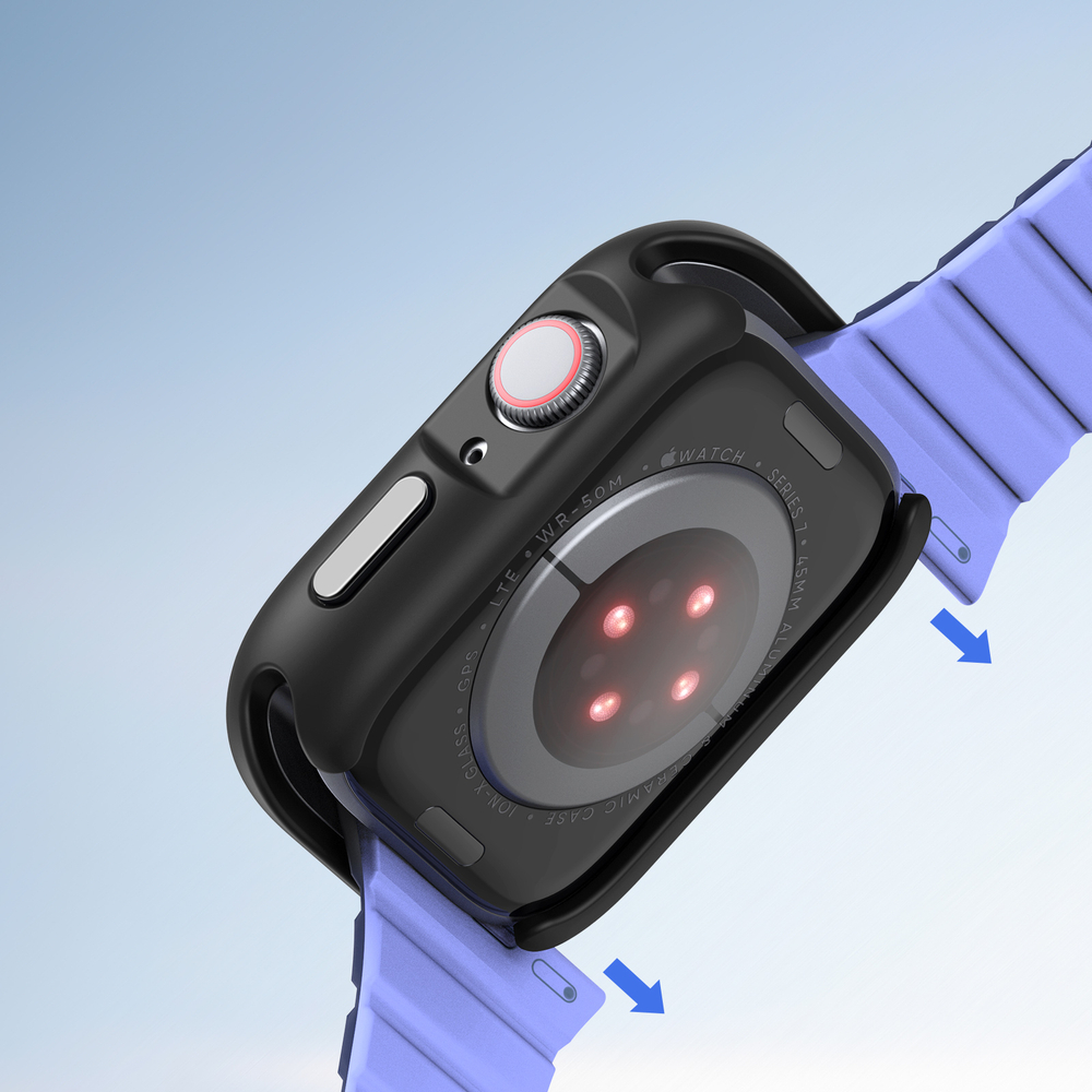 Чехол-бампер для часов Apple Watch 10 размер 46мм, цвет черный и серый от Dux Ducis, серия Bamo Series Case