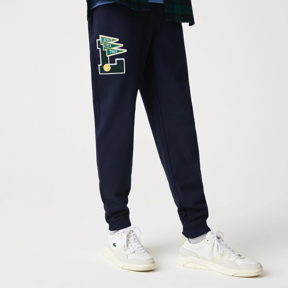 Мужские штаны теннисные Lacoste Men's Pennants L Badge Fleece Tracksuit Pants - navy blue