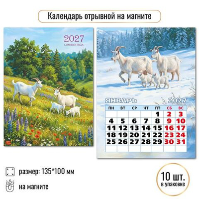 Календарь отрывной на магните 2027 "Символ года" 10328 (Квадра)