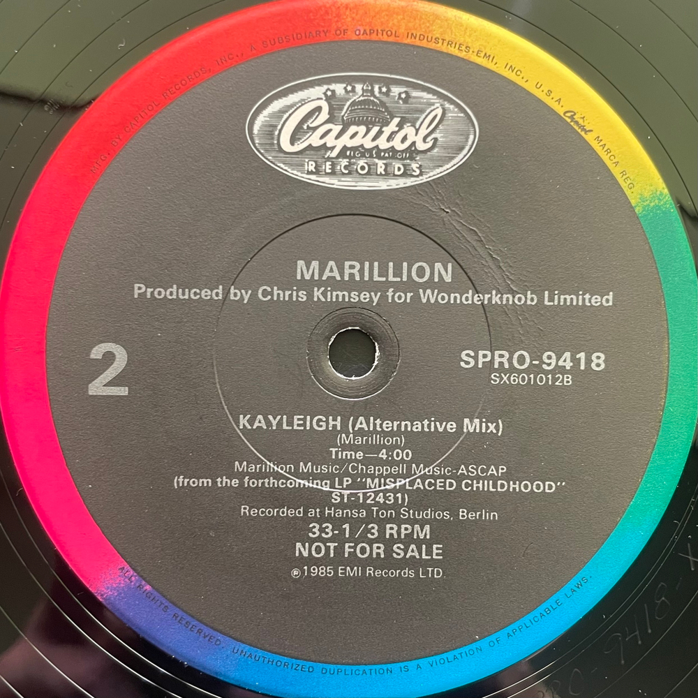 Marillion ‎– Kayleigh (США 1985г.) EP Promo