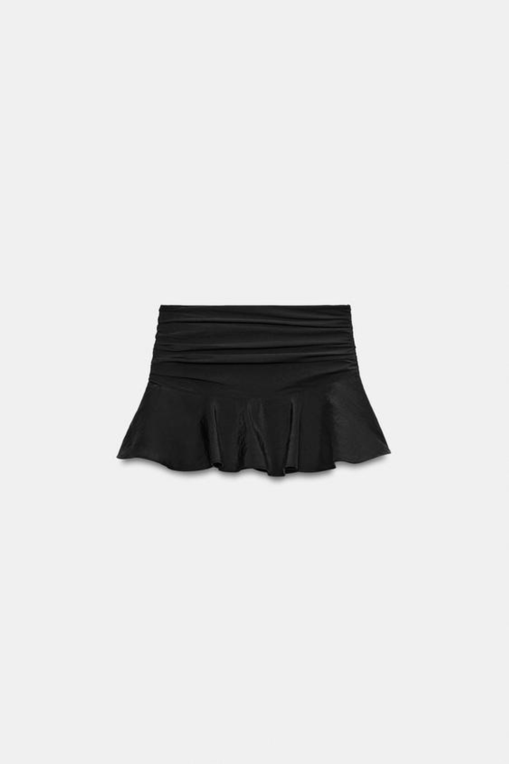 ZARA СТРУЯЩАЯСЯ ЮБКА-ШОРТЫ С ВОЛАНОМ, ЧЕРНЫЙ