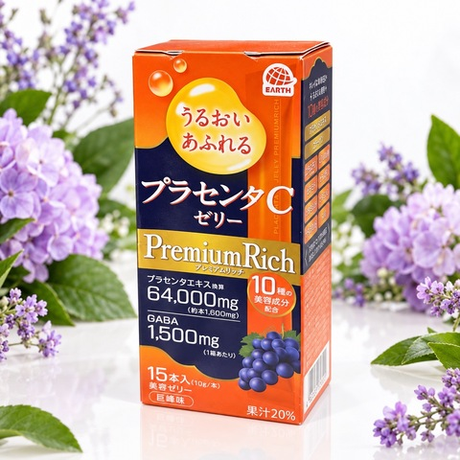 EARTH Placenta C Jelly Premium Rich — желе с плацентой и виноградом Kyoho, 15 стиков