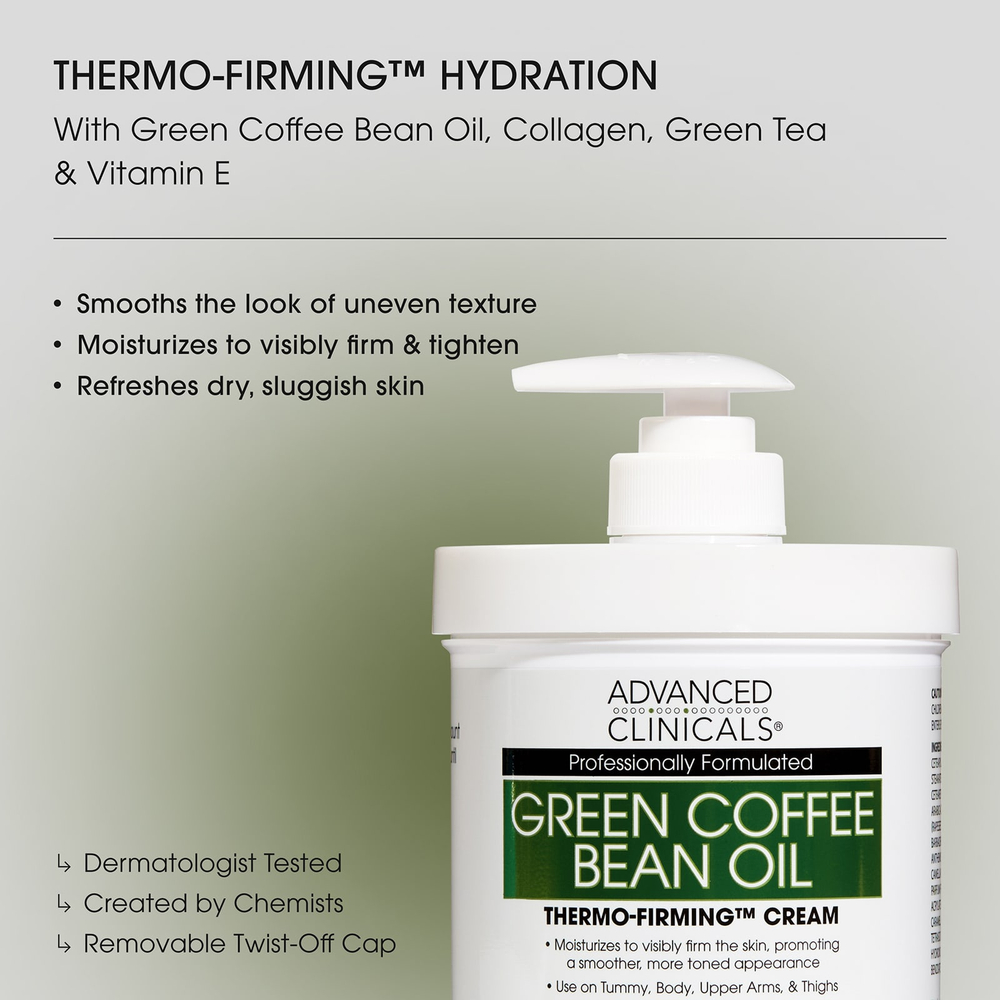 Advanced Clinicals, Масло из зеленых кофейных зерен, Thermo-Firming ™, крем, 454 г (16 унций)