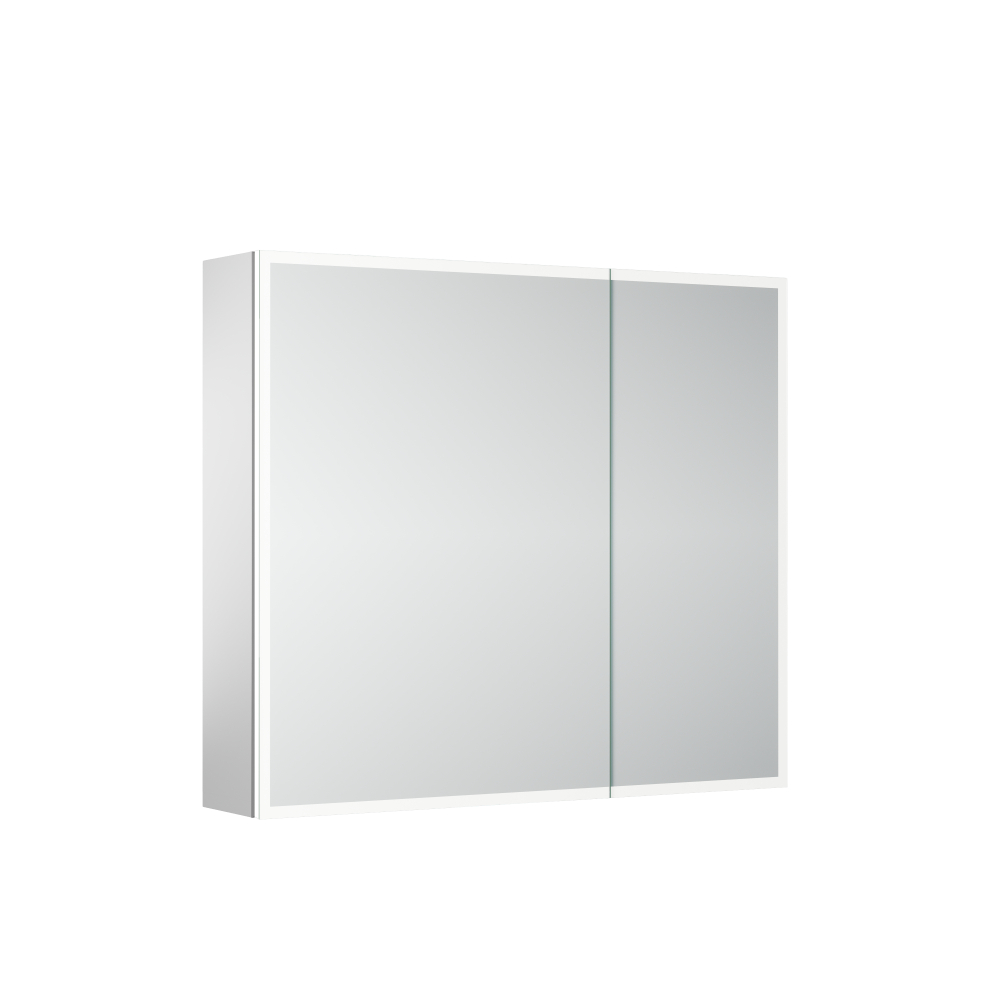 Зеркальный шкаф для ванной комнаты из алюминия Sancos Evoke 800x700х136 мм с LED подсветкой арт. SC8080