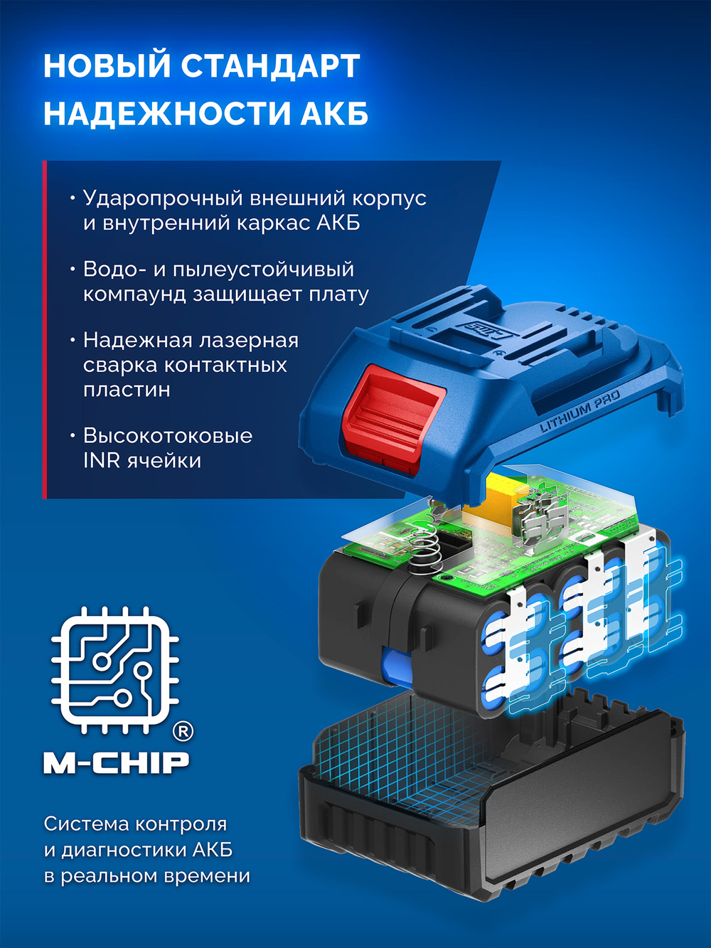 ЗУБР Power PRO, 20 В, 2.0 А·ч, аккумулятор LMS, ПРОФЕССИОНАЛ (BP-P-20-2)