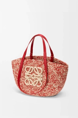 Loewe Средняя сумка-корзина Eclipse из рафии и телячьей кожи, красный