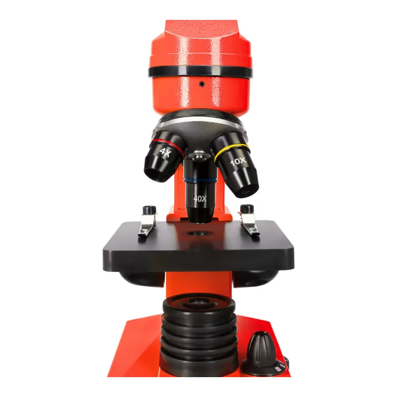 Микроскоп Levenhuk Rainbow 2L Orange\Апельсин - револьверная головка с объективами и предметный столик
