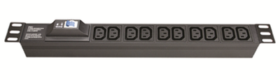 Блок распределения питания (PDU) 19" 10A с автоматом 1P, Вых:8 C13, Вх:C14