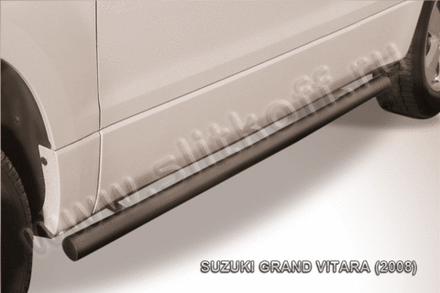 Пороги стальные Suzuki Grand Vitara 3дв (2008-2012) d76 труба (черные)