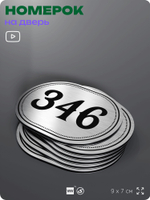 Номерок на дверь квартиры 346, для кабинета, офиса, шильдик 9 х 7 см, брашированная сталь, Айдентика Технолоджи