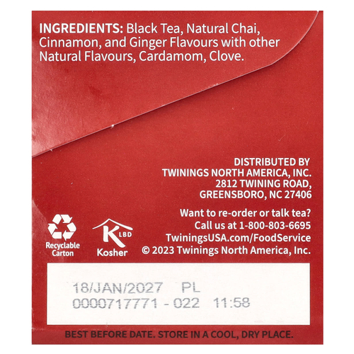 Twinings, Ароматизированный черный чай, чай, 25 чайных пакетиков, 50 г (1,76 унции)