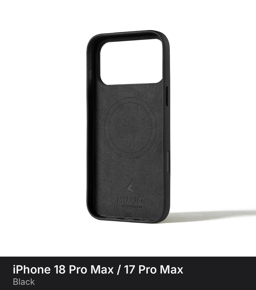 Чехол Mujjo Leather Case для iPhone 18 Pro Max / 17 Pro Max Black