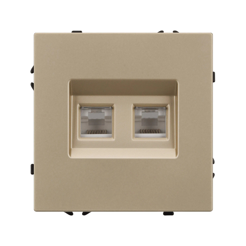 Механизм сдвоенной компьютерной розетки SCT-NOBE-MPC2-SFPL-GD (RJ-45, CAT6) (Arlight, -) 054314
