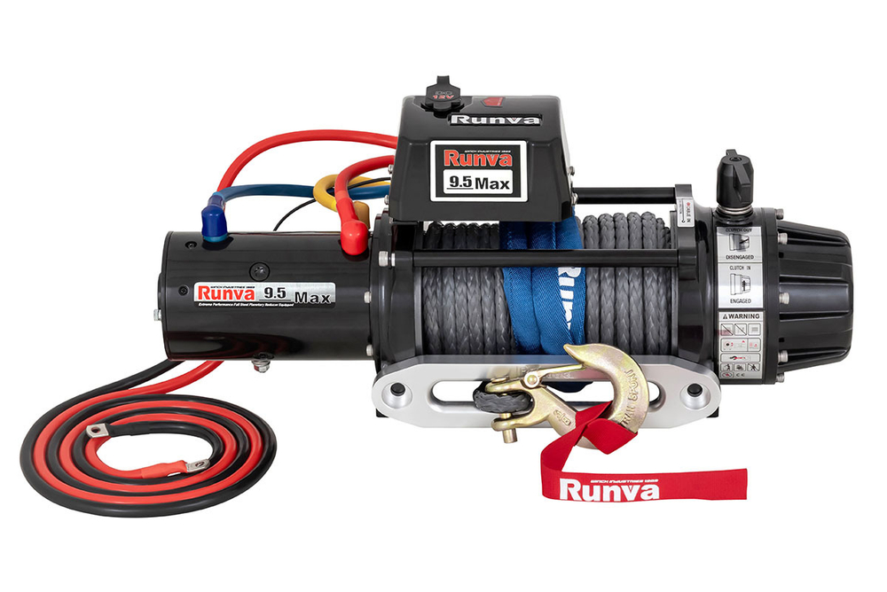 Лебёдка автомобильная электрическая 12V Runva 9500 lbs 4350 кг MAX влагозащищенная, синтетический трос