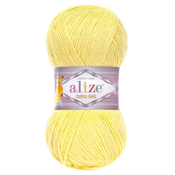 Пряжа Alize (Ализе) Cotton Gold / уп.5 мот. по 100 г, 330м, 187 светлый-лимон A