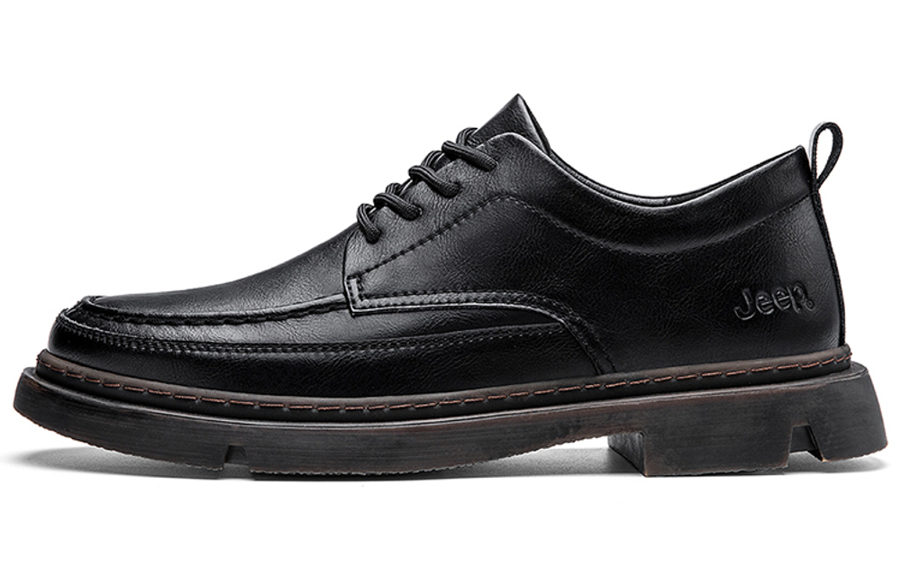 Jeep Casual Leather Shoes Men"s Low top Black