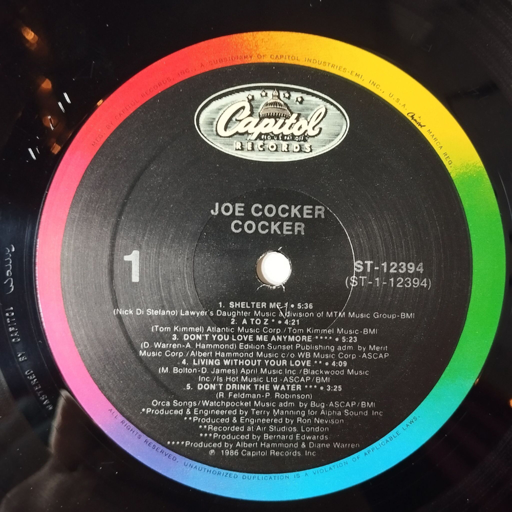 Винтажная виниловая пластинка LP Joe Cocker (Canada 1986) A To Z