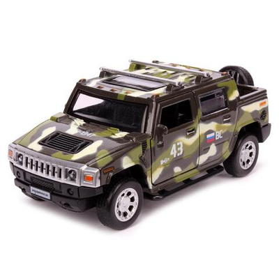 Модель ин. мет. "Hummer H2 Pickup" 12см.камуфл,откр.двери, баг, коробка HUM2PICKUP-12MIL-GN (Технопарк)
