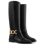 LOUIS VUITTON Westside Cow Leather Knee high Boots Women"s Black
