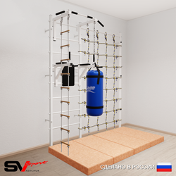 Шведская стенка Sv Sport усиленная 67260 (Турник стандарт/Брусья/Лестница/Цепь/Мешок 22кг/Мат 2м/Канатный лаз)