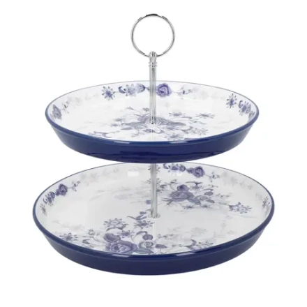 Kitchen Craft London Pottery 26 см 1-ярусный стеклянный поднос Голубая роза EAN 5057982075347
