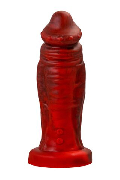 Силиконовый вибратор Monster Saur - 20 см. (Цвет: красный с черным)
