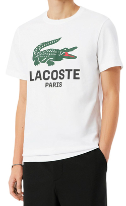 Теннисная футболка Lacoste Printed Cotton - white