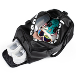 LOVERPUSS Polyurethane Travel Gym Bag Small Unisex Cool Black