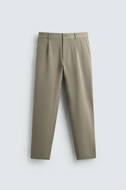 ZARA БРЮКИ STRAIGHT FIT КОМФОРТ, СВЕТЛЫЙ ХАКИ