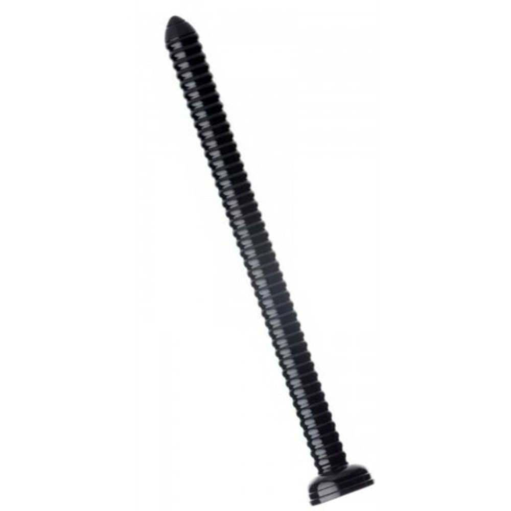 Огромный фаллос Hosed Ribbed Anal Snake Dildo, черный, 50.8х4.4 см