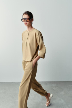 ZARA КОМБИНИРОВАННАЯ ФУТБОЛКА, РЫЖЕВАТО-КОРИЧНЕВЫЙ