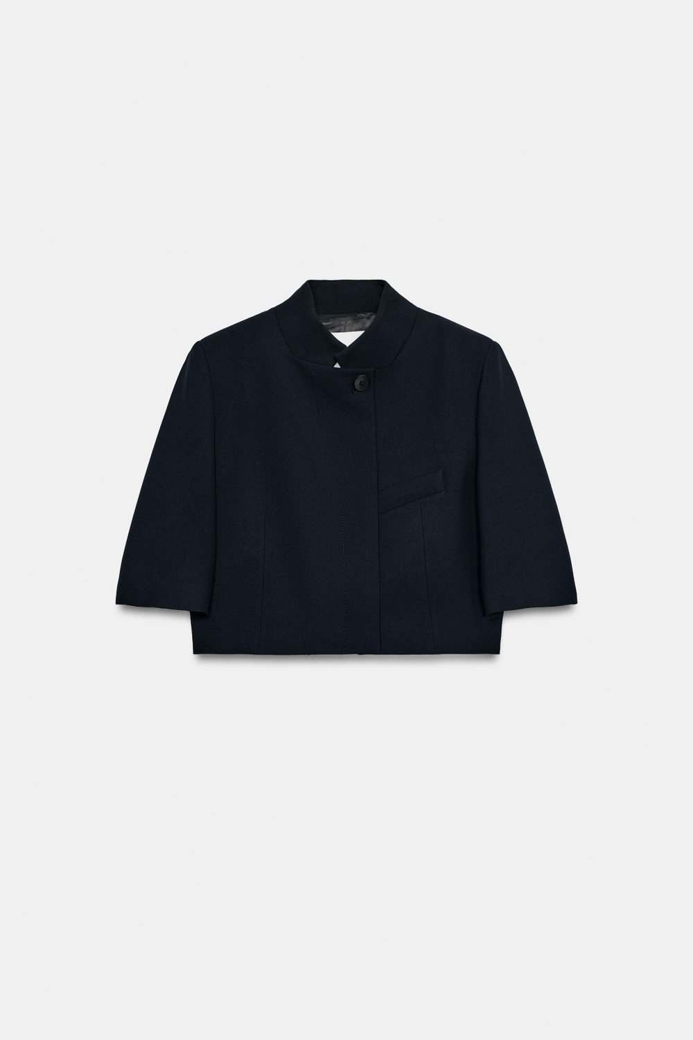 ZARA УКОРОЧЕННЫЙ БЛЕЙЗЕР С КОРОТКИМИ РУКАВАМИ — ZW COLLECTION, МОРСКОЙ СИНИЙ