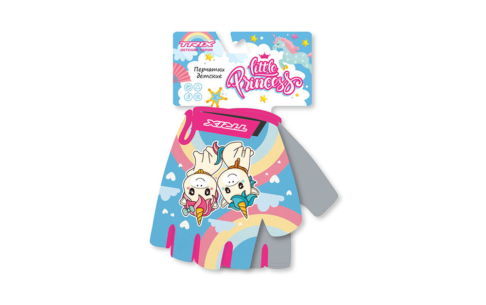 Перчатки TRIX nw  Little Princess детск., 6XS, коротк. пальцы, гелев. вставки, дышащая лайкра/искусств. замша, антискользящие