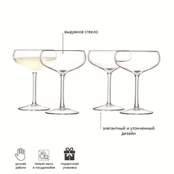 Набор бокалов для шампанского wine, 215 мл, 4 шт.