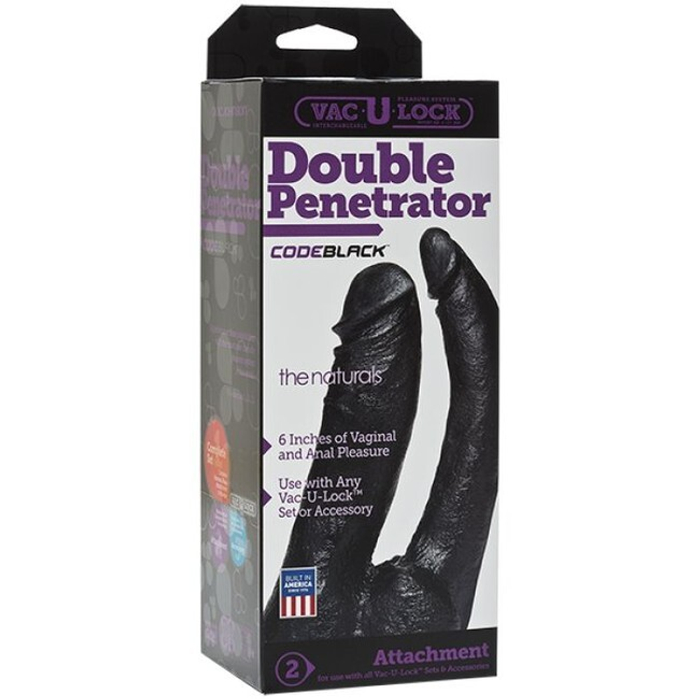 Черная насадка для страпон-трусиков Double Penetrator (Цвет: черный)