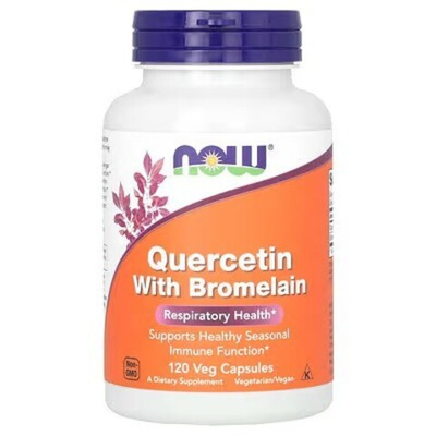 NOW Foods, Quercetin with Bromelain 120 veg Capsules | Bromelainli kversetin, 120 oʻsimlik kapsulasi