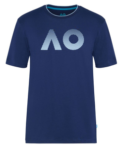 Мужская теннисная футболка Australian Open T-Shirt AO Textured Logo - небесный