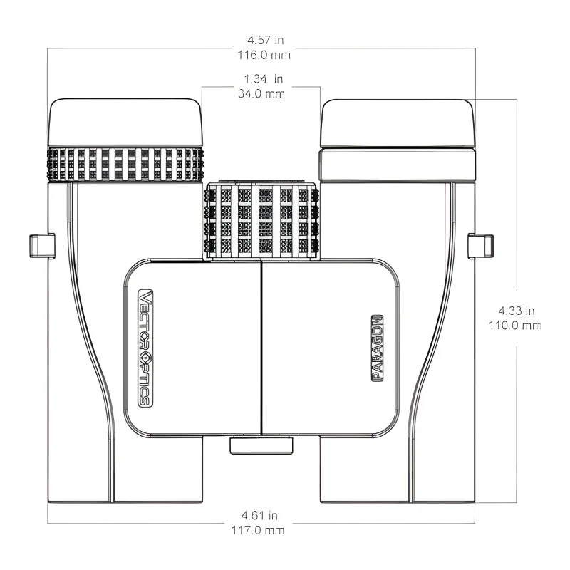 Бинокль Vector Optics Paragon 10х32 GENII HD (SCBO-24) - чертеж с габаритными размерами
