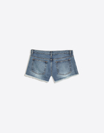 Женские джинсовые мини-шорты с необработанным краем - BERSHKA