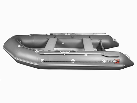 Лодка ПВХ X-River Rocky 355 НДВД + усиленное дно и баллон, синий/фурнитура черная увеличенный транец